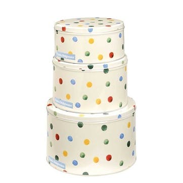 Round Cake Tins, Set of 3, Polka Dot