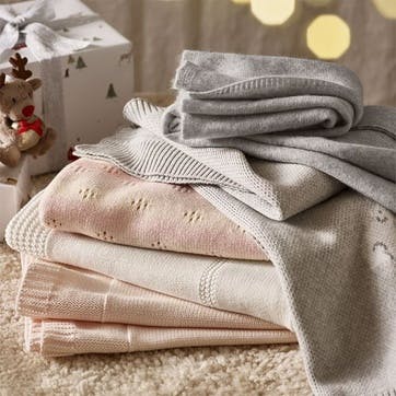Star Cashmere Baby Blanket, 75 x 100cm, Pale Grey Marl
