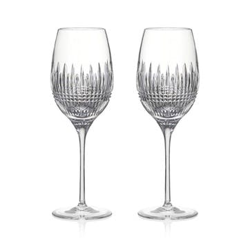 Lismore Diamond Essence Set of 2 White Wine Glasses 475ml, Clear