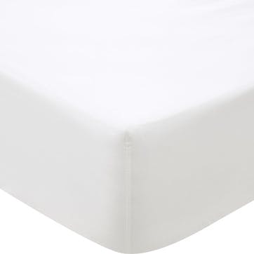 500TC Cotton Sateen Fitted Sheet, Super King, Snow
