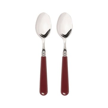 Set of 2 Teaspoons, Burgundy