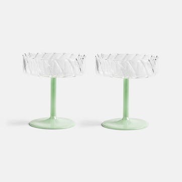 Twirl Set Of 2 Coupe Glasses, 200ml, Mint