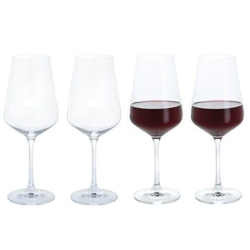 Set of 4 red wine glasses, 450ml, Dartington, Cheers!