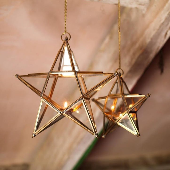 Antique Brass Glass Star - Small