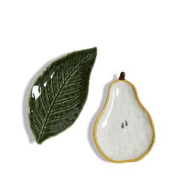 Forage Pear & Leaf Set of 2 Dishes, Multi