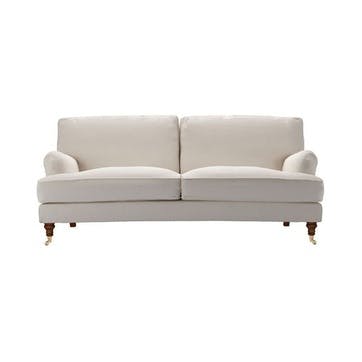 Bluebell, Three Seat, Taupe Brushed Linen Cotton, English Oak Legs with Bronze Castor