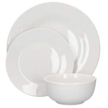 Alexis 12 Piece Porcelain Dinnerware Set , White