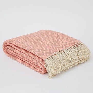 Herringbone Blanket 250cm x 130cm, Coral