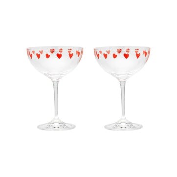 Classic Love Set of 2 Champagne Glasses, Red