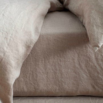 Linen Fitted Sheet, Double, Natural