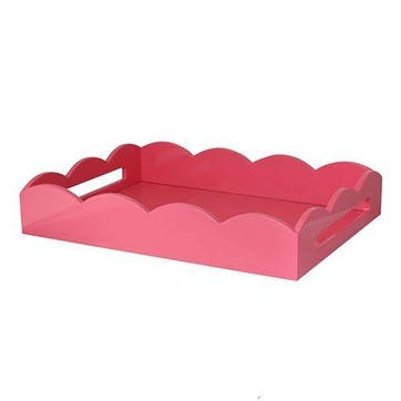 Lacquered Scallop Tray 43 x 33cm, Pink