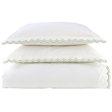 Scallop Edge Duvet Set, King, Matcha