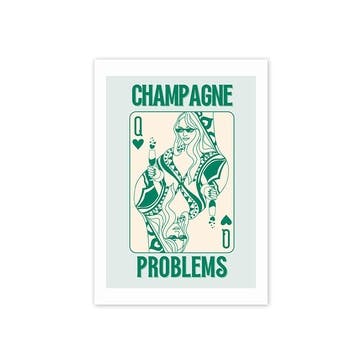 Honey Island Studio Champagne Problems Print 42 x 30cm, Green