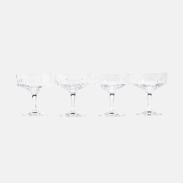 Roebling Set of 4 Champagne Coupe 197ml, Clear