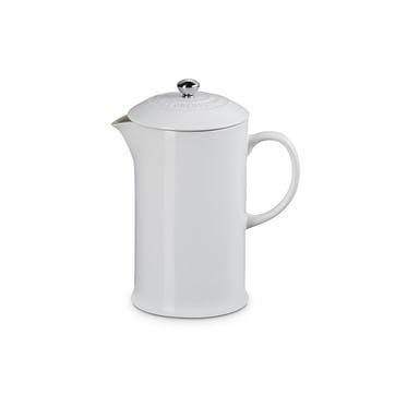 Stoneware Cafetiere with Metal Press, 1L, White