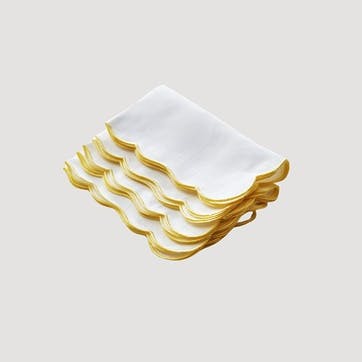 Scallop Set of 4 Napkins, L40 x W40cm, Yellow