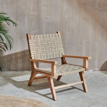 Yamuna Ticking Stripe Lounge Chair, Black & Natural