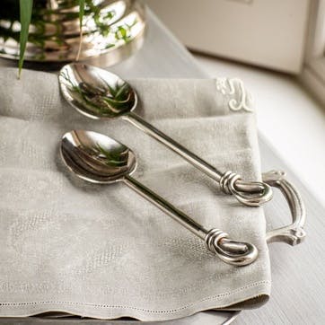 Pair of Polished Knot Medium Serving Spoons