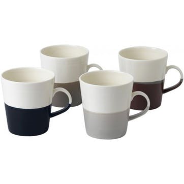 Coffee Studio Set of 4 Grande Mugs 560ml, White/Grey