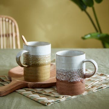 Kiln Accents Set of 2 Mugs 410ml, Ochre & Rust