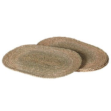 Oval Set of 4 Placemats 28.5 x 46cm, Sea Grass