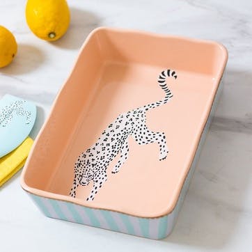 Cheetah, Small Rectangular Roaster, 26cm