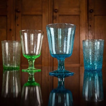Recycled Set of 6 Wine Glasses 250ml, Mineral Blue