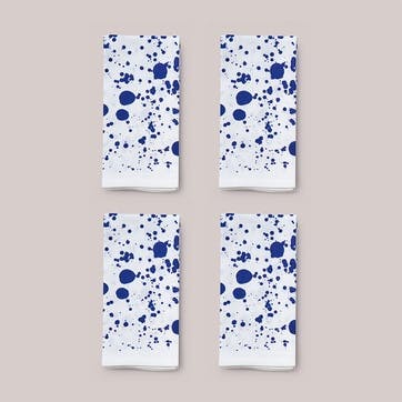 Splatter Set of 4 Napkins W50 x L50cm, Electric Blue