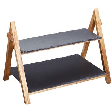 Artesà 2 Tier Slate & Wood Serving Stand