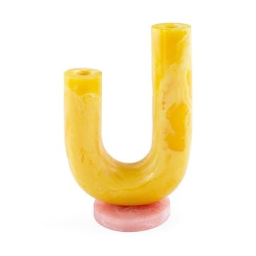 Mustique Double Tube Vase H20cm, Yellow/Red