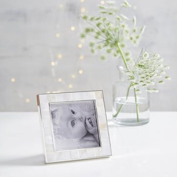 Mother Of Pearl Photo Frame 3x3”, White