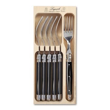 Set of 6 Forks in Tray , Black