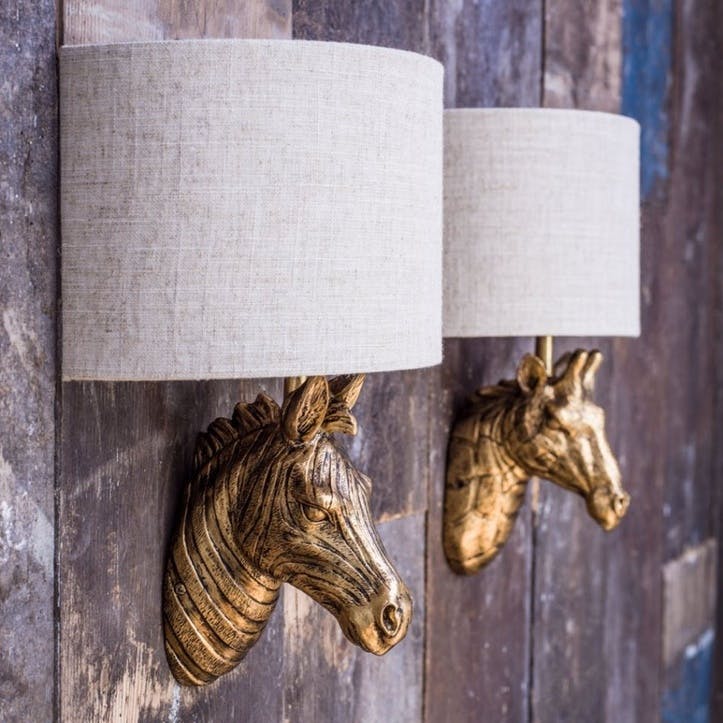 Gold Zebra Wall Light With Shade