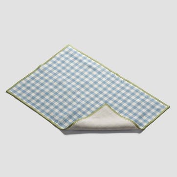 Gingham Linen Set of 4 Placemats 35 x 50cm, Warm Blue