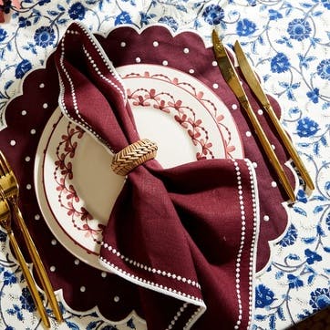 Daisy Set of 4 Placemats, D40cm, Burgandy