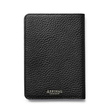 Passport Cover with Card Slots H14 x W10cm, Black Pebble