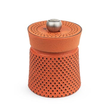 Bali Font Cast Iron Pepper Mill, Orange