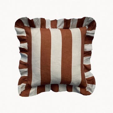 Wide Stripe Cushion Cover 45 x 45 cm, Cinnamon & Oyster