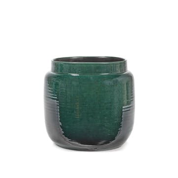 Glazed Flower Pot H28cm, Dark Green