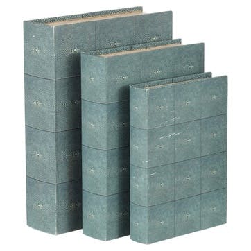 Faux Shagreen Turquoise Box Files, Set of 3