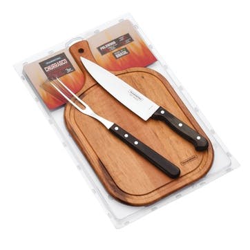 Barbecue Set, Rounded Board, 3 Piece
