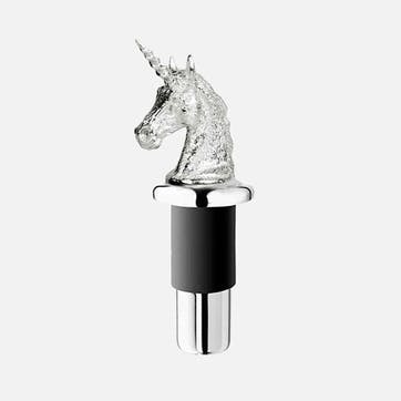 Unicorn Silver Plated Bottle Stopper 10 x 3.5cm, Silver