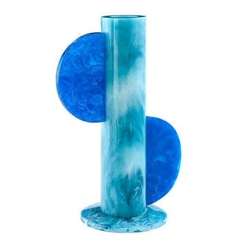 Mustique Cylinder Vase H31cm, Turquoise/Blue
