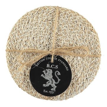 Jute Set of 4 Coasters D10cm, Pearl White