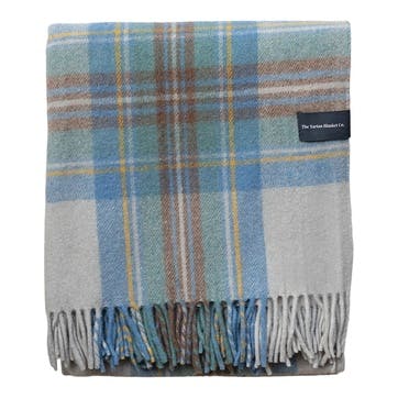 Recycled Wool Blanket  145 x 190cm, Stewart Muted Blue Tartan
