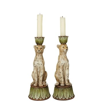 Lakadema Leopard Candle Holders, Set of 2