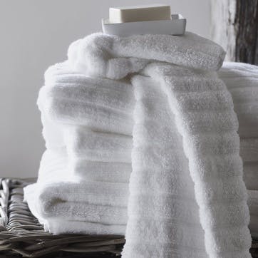 Hydrocotton Ribbed Towel, Bath Towel, White