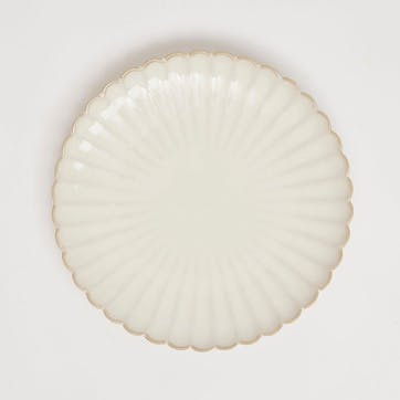 Scallop Shell Set of 4 Dinner Plates, D26cm, Oat