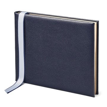 Classic Guest Bookwith A4 Plain Pages , Navy Pebble