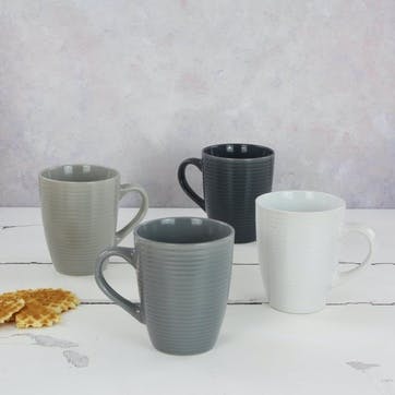 Textured Grey Mugs, Set of 4